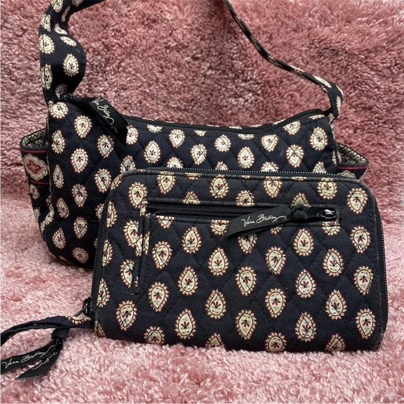 Vera Bradley Handbags - Vera Bradley Purse and Wristlet Wallet CLASSIC BLACK Handbag 2006 Retired